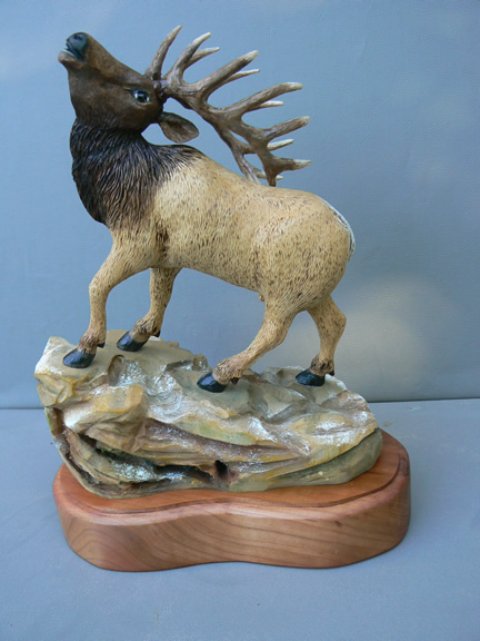 elk wood carving